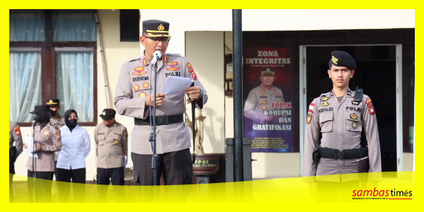Kapolres Sambas AKBP Sugiyatmo Pimpin Apel Gelar Pasukan Ops Liong Kapuas 2023, Jumat (20/1/2023) sore.