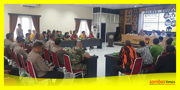 Polres Sambas menggelar Rakor Linsek Pengamanan Imlek 2574 dan CGM 2023.