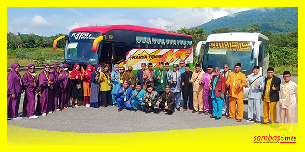 Rombongan Kunjungan Muhibbah Kabupaten Sambas di PLBN Biawak, Malaysia, Kamis (12/1/2023).