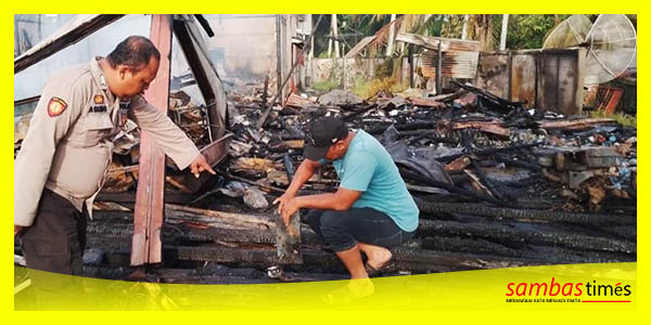 Rumah Abun warga Desa Matang Terap, Kecamatan Jawai Selatan ludes terbakar, Rabu (15/2/2023) subuh.