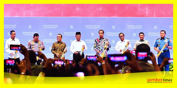 Bupati Sambas Satono mengikuti Rakornas Penanggulangan Bencana bersama BNPB yang dibuka Presiden RI Joko Widodo di Jakarta.