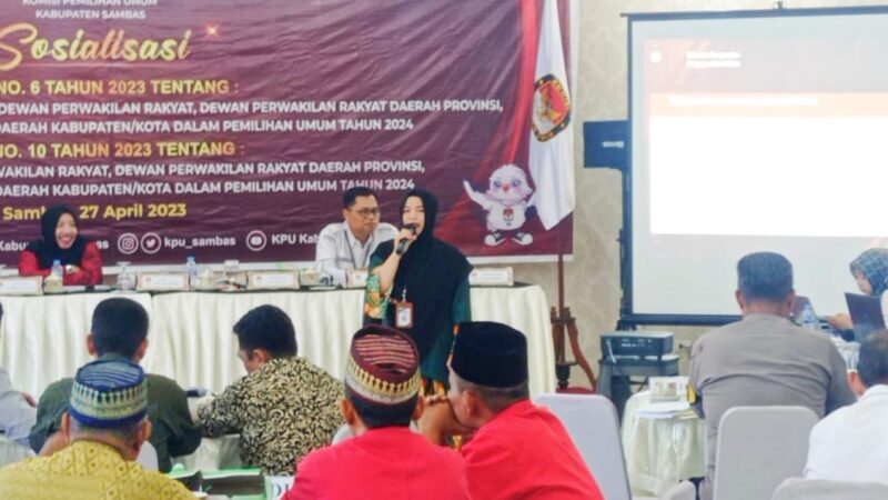 Anggota KPU Sambas Irawati sampaikan alokasi kursi Pemilu 2024.