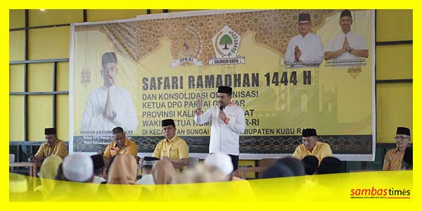 Maman Abdurrahman tampil di hadapan kader Golkar, Sabtu (8/4/2023) di Rendys Café Pal IX Kabupaten Kubu Raya.