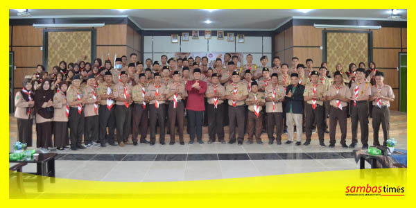 Pengurus Kwarcab Pramuka Kabupaten Sambas foto bersama usai Halal Bihalal, Sabtu (13/5/2023) di MAN IC.