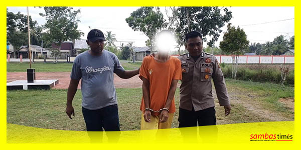 Tersangka berinisial J diamankan Anggota Polsek Jawai Selatan, Kamis (4/5/2023).