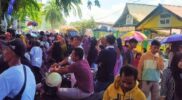 Suasana Lomba Sampan Dragon Boat di Sirkuit Muara Ulakan, Desa Dalam Kaum, Kecamatan Sambas, Kabupaten Sambas. Minggu (25/6/2023).