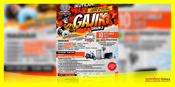 Brosur Lomba Mancing Udang MFC pada Gajik Season 2 Lomba Mancing Udang se Kalbar, tanggal 10 September 2023 mendatang.