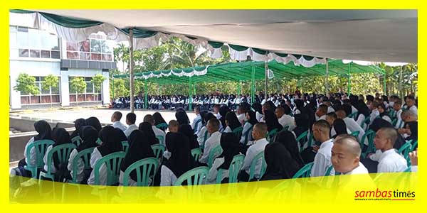 Suasana PKKMB yang diikuti 640 mahasiswa baru Poltesa, Selasa (29/8/2023).