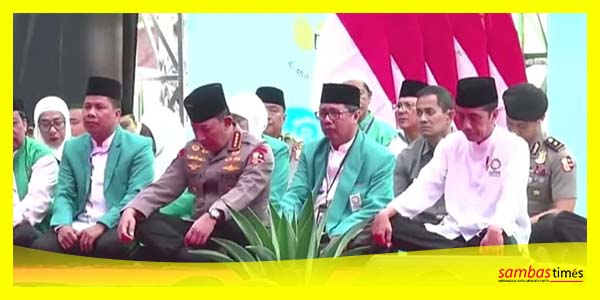 Bupati Sambas Satono bersama Presiden RI dan Kapolri pada Jambore Nasional Dai Desa Madani Parmusi di Cibodas Cianjur, Jawa Barat, Selasa (26/9/2023).