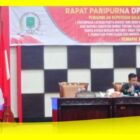 Bupati Sambas Satono mengapresiasi kinerja DPRD dan OPD dalam pembahasan Raperda PDRD, Selasa (3/10/2023) di Ruang Sidang Utama Kantor DPRD Sambas.