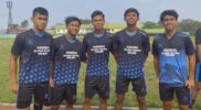 Tomi Ramija bersama tim Sepakbola Kalbar usai latihan persiapan Par PON XXI 16 Oktober 2023 di Stadion Gemilang, Magelang, Jawa Tengah.