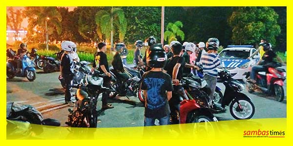 Satlantas Polres Sambas mengamankan aksi balap liar wilayah Kabupaten Sambas, Sabtu (7/10/2023) malam.