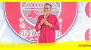 Wakil Ketua DPRD Sambas Ferdinan Syolihin pada kegiatan Anniversary Bigets ke-12 di Pasar Tradisional, Kecamatan Tebas