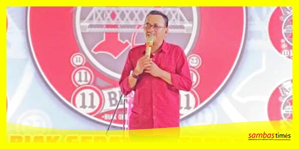 Wakil Ketua DPRD Sambas Ferdinan Syolihin pada kegiatan Anniversary Bigets ke-12 di Pasar Tradisional, Kecamatan Tebas, Sabtu (11/11/2023).