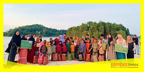 SJS mengabadikan momen bersama anak Yatim Piatu dan Kaum Dhuafa, Jumat (9/2/2024) di Kampung Laok, Danau Sebedang.