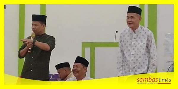 Wakil Ketua DPRD Sambas Suriadi me tampaknya sambutan pada Safari Ramadan Pemda Sambas, Sabtu (23/3/2024) di Semparuk.