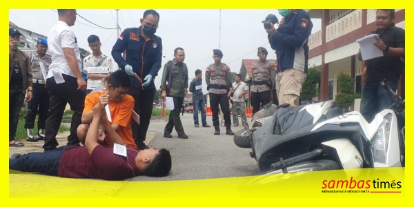 Polres Sambas melakukan rekonstruksi pembunuhan di Selakau, Rabu (7/8/2024) siang.