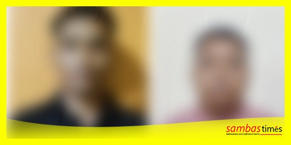 Kedua terduga pelaku TPPO yang berhasil di amankan Satreskrim Polres Sambas, Sabtu (4/1/2025).
