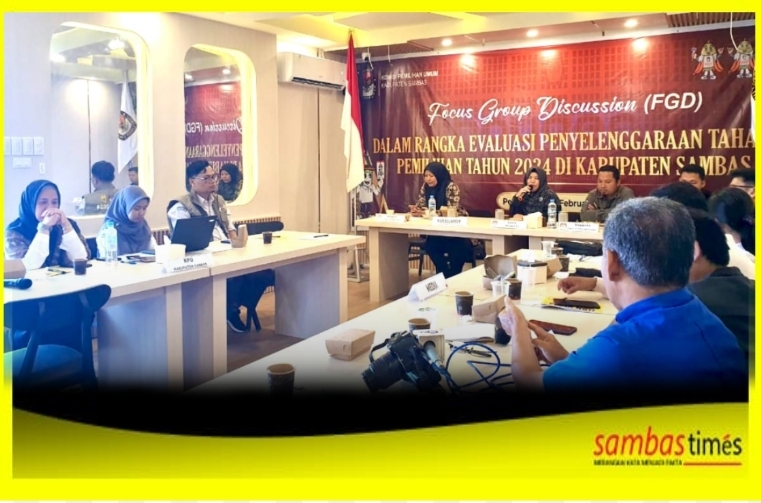 KPU Kabupaten Sambas menggelar FGD Evaluasi Penyelenggaraan Tahapan Pemilu Tahun 2024, di Pemangkat, Kamis (27/2/2025).