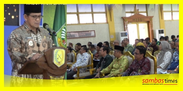 Wakil Bupati Sambas Heroaldi Djuhardi Alwi Membuka Forum Diskusi Publik Ranwal RKPD Kabupaten Sambas 2027, di Aula Utama Kantor Bupati Sambas, Kamis (5/3/2026).