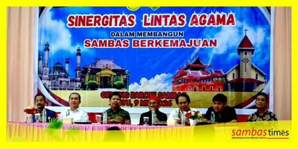 Bupati Sambas H Satono pada kegiatan Seminar Kebangsaan yang digelar ISKA di Gedung Paroki Sambas, Sabtu (9/5/2026).