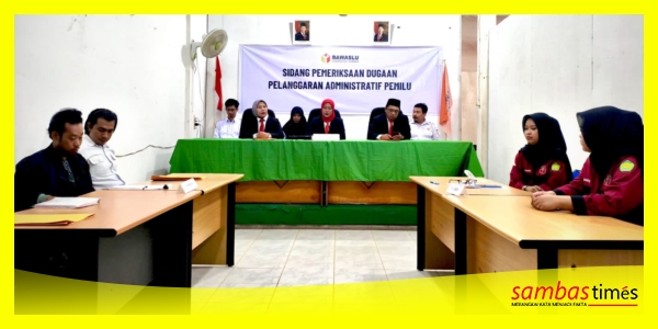 Suasana Simulasi Pelanggaran Administratif Pemilu yang dilaksanakan Bawaslu Kabupaten Sambas dengan menggandeng Mahasiswa FH UNISSAS, Rabu (13/5/2026).