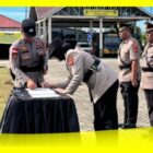 Kapolres Sambas AKBP Wahyu Jati Wibowo pada Sertijab Sejumlah Perwira di Jajaran Polres Sambas, di Halaman Mapolres Sambas, Selasa (19/5/2026).