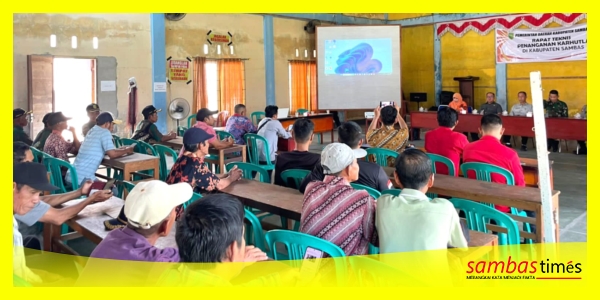 BPBD Kabupaten Sambas pada Rapat Teknis Penanggulangan Karhutla di Gedung Serba Guna Desa Semata, Kecamatan Tangaran, Kamis (21/5/2026).