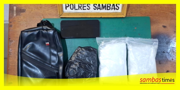 Barang bukti peredaran Narkotik jenis Shabu yang berhasil diamankan Satresnarkoba Polres Sambas di Kecamatan Sajingan Besar, Kabupaten Sambas, Sabtu (20/6/2026).