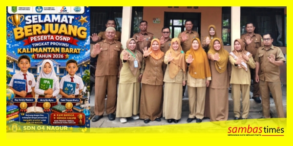 Kabid SD bersama Pengawalan dan Guru Peserta OSN, insert Brosur Motivasi kepada peserta OSNP Kalimantan Barat di SDN 4 Nagur, Sambas. 