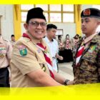 Wakil Bupati Sambas Heroaldi Djuhardi Alwi melepas Kontingen Cabang Jambore Nasional XII di Aula Utama Kantor Bupati Sambas, Rabu (5/8/2026).