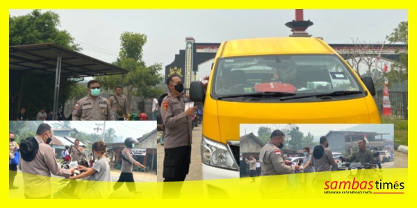 Tim Lemdiklat Mahasiswa PTIK dan Sespima Polri membagikan Masker di Titik Nol, PLBN Aruk, Kecamatan Sajingan Besar, Kabupaten Sambas, Senin (31/8/2026).