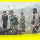 Petugas Patroli Gabungan berupaya memadamkan Kebakaran Hutan dan Lahan (Karhutla) di TWA Nibung, Kecamatan Paloh, Kabupaten Sambas, Kamis (3/9/2026).