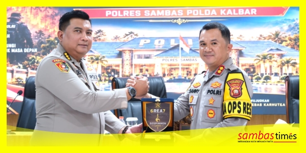 Kapolres Sambas AKBP Sanny Handityo bersama Ketua Tim/Perwira Pendamping Kombespol Deny Agung Andriana dari Sespimen Dikreg 67 di Mapolres Sambas, Rabu (9/9/2026) lalu.