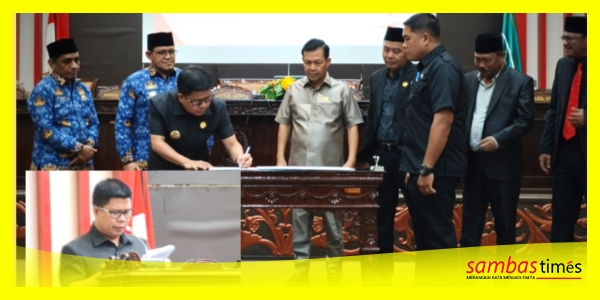 Bupati Sambas H Satono menyampaikan PA pada Paripurna di Ruang Sidang Utama Kantor DPRD Sambas, Jumat lalu.