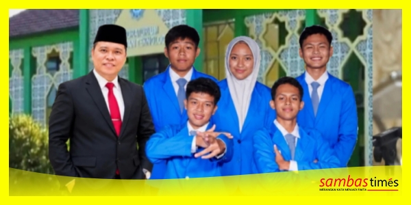 Lima Siswa MAN IC Sambas yang lolos OMI 2026 bersama Kepala MAN IC Sambas Dedi MPd.