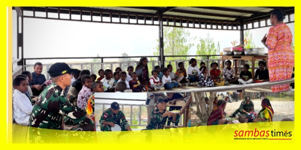 Satgas Yonif 645/Gty menggelar Ibadah Minggu dan Makan Bersama warga Papua di GKI Kemah Inzil, Distrik Napua, Kabupaten Jaya Wijaya, Provinsi Papua Pegunungan.