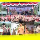 Wakil Bupati Sambas Heroaldi Djuhardi Alwi memimpin Upacara Peringatan HUT Pramuka ke-65 di Halaman Kompi Senapan B Yonif 645/Gty Pemangkat, Kamis (22/10/2026). 