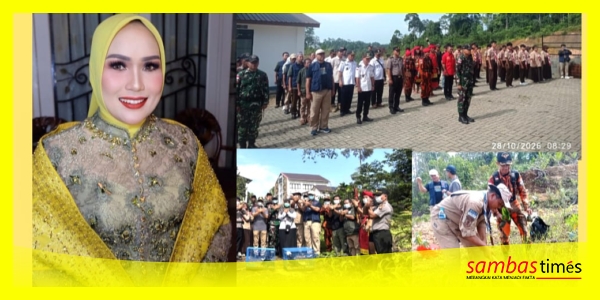 Hj Rubaeti Erlita Prabasa, insert Aksi Penanaman Pohon dan Pelepasan Burung Liar oleh Pemuda Perbatasan di Pusat Informasi TWA Gunung Melintang, Kecamatan Sajingan Besar pada Peringatan Hari Sumpah Pemuda, Rabu (28/10/2026).